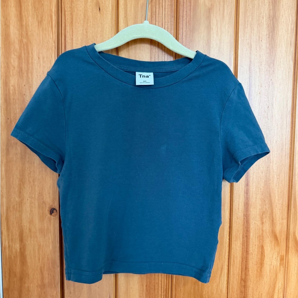 TNA Aritzia Women’s Cropped Short Sleeve T-Shirt Blue Size 2XS
